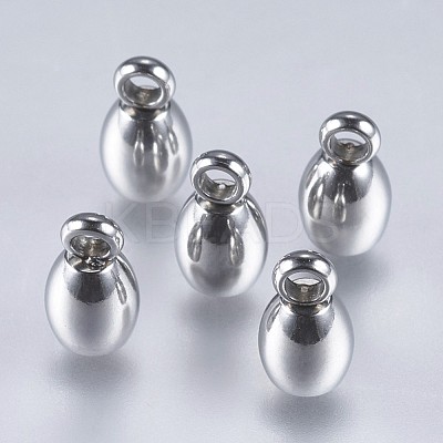 Tarnish Resistant 201 Stainless Steel Cord Ends STAS-F145-02P-8x4mm-1