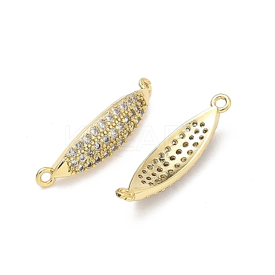 Brass Micro Pave Clear Cubic Zirconia Horse Eye Links Connector Charms KK-P345-69G-1