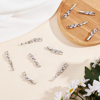 10Pcs Rack Plating Brass Clear Cubic Zirconia Watch Band Clasps KK-SC0003-11P-1