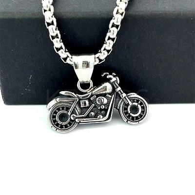 Stainless Steel Motorcycle Pendant Necklaces for Punk Vintage Men's Jewelry CM7927-1