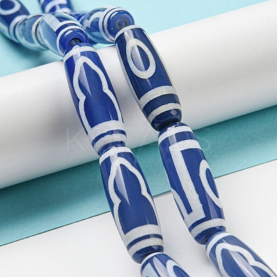 Blue Tibetan Style dZi Beads Strands TDZI-NH0001-B13-01-1