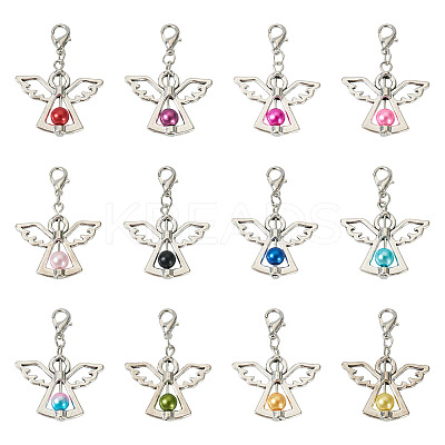 36Pcs 12 Colors Alloy Angel Pendant Decorations FIND-TA0001-92-1
