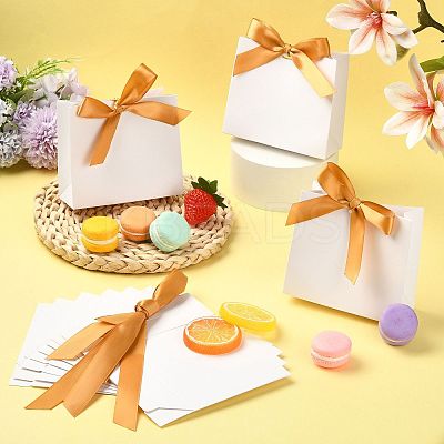 White Cardboard Paper Wedding Candy Boxes with Ribbon CON-FZC0002-002A-1