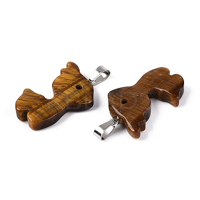 Natural Tiger Eye Pendants G-T144-11G-1