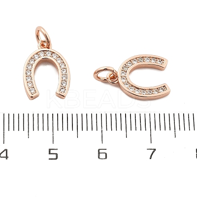 CZ Brass Micro Pave Cubic Zirconia Horse Shoe Charms LS-ZIRC-L018-13RG-1