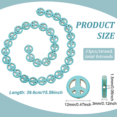 4 Strands Synthetic Turquoise Dyed Beads Strands G-BC0001-54A-01-1