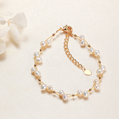 Natural Freshwater Pearl Beaded Bracelets for Women WG3957A-01-1