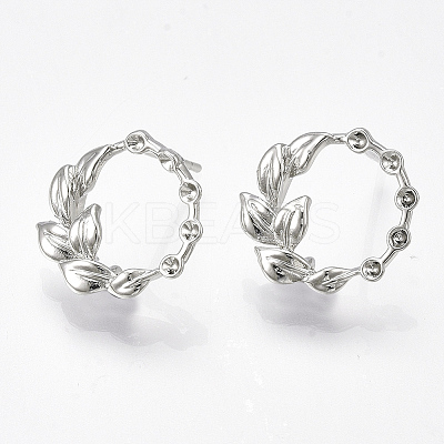Brass Stud Earring Rhinestone Settings LS-KK-S350-413P-1