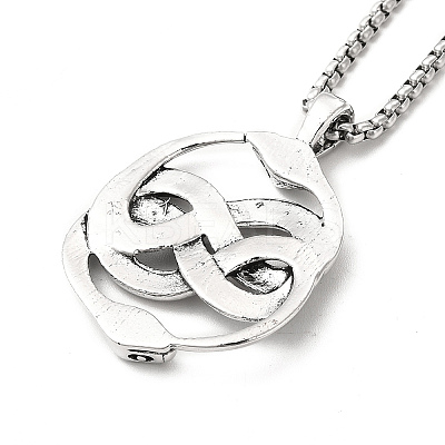 Alloy Snake Pandant Necklace with Stainless Steel Box Chains LS-NJEW-K245-009-1