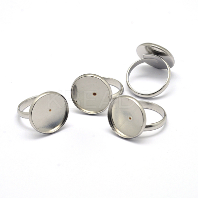 Tarnish Resistant Adjustable 304 Stainless Steel Finger Rings Components STAS-E144-026-14mm-1
