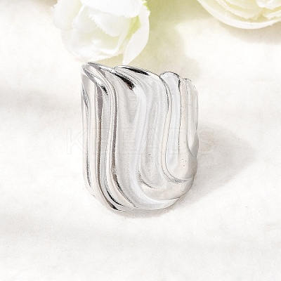 304 Stainless Steel Open Cuff Rings for Women RJEW-K313-17P-1