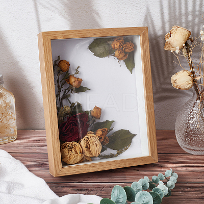 Wood with Paper Dried Flower Photo Frame AJEW-WH0314-109A-1