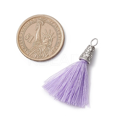 5Pcs 5 Colors Handmade Polycotton(Polyester Cotton) Tassel Pendants PALLOY-JF04470-1