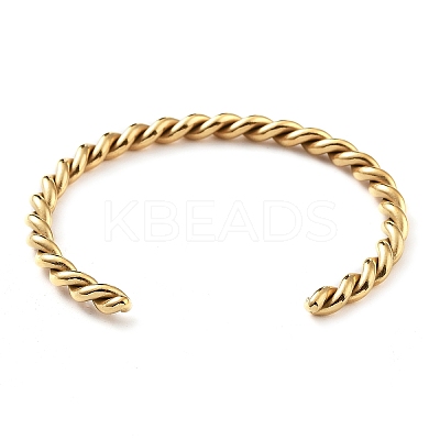 Ion Plating(IP) 304 Stainless Steel Cuff Bangles for Women BJEW-M310-01G-1