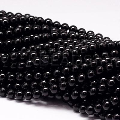 Natural Black Tourmaline Beads Strands G-P132-16-8mm-1