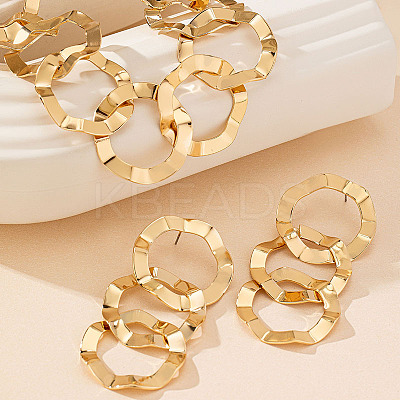Alloy Ring Link Chain Necklaces & Stud Dangle Earrings Setss FS-WGED5D3-01-1