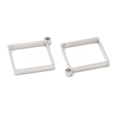Non-Tarnish 304 Stainless Steel Open Back Bezel Rhombus Pendants STAS-Z040-02A-P-1
