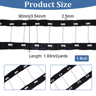 2 Yards Steel Riveted Hook & Eye Tape with Iron Chain FIND-BC0004-51-1