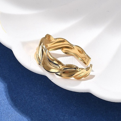 304 Stainless Steel Open Cuff Ring for Women LS-RJEW-M049-01G-08-1