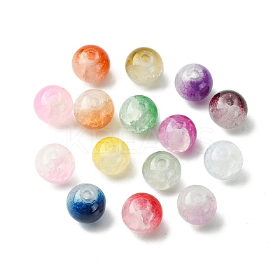 375Pcs 15 Colors Crackle Baking Paint Imitation Jade Glass Beads Sets DGLA-FS0001-06-1