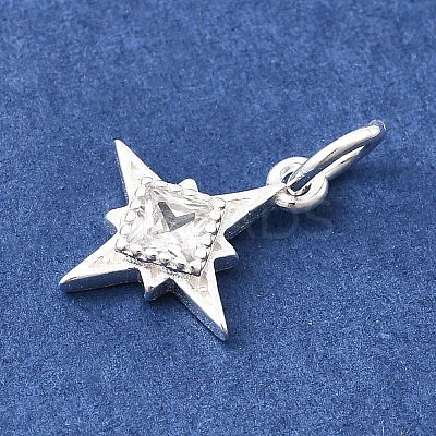 925 Sterling Silver Pave Clear Cubic Zirconia Star Charms STER-A048-01S-1