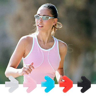 20 Pairs 5 Colors Arrow Silicone Eyeglasses Ear Grips Sleeve Holder AJEW-DR0001-20-1