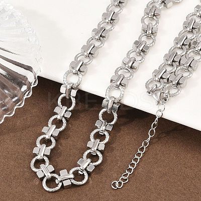 8MM 304 Stainless Steel Twisted Ring Link Chain Necklaces NJEW-Z105-04P-04-1