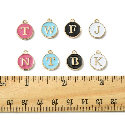 104Pcs 4 Colors Initial Letter A~Z Alphabet Enamel Charms ENAM-FS0003-90-1
