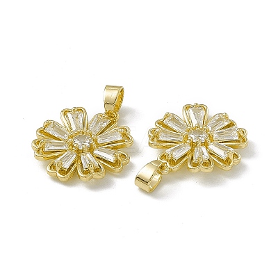 Rack Plating Brass Cubic Zirconia Pendants ZIRC-F130-04G-1
