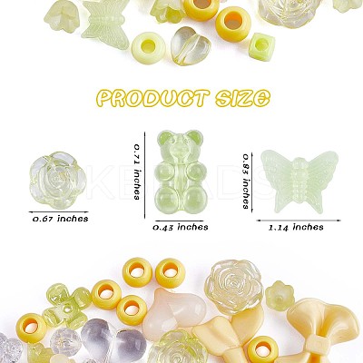 150 Pieces Random Rose Acrylic Beads Bear Pastel Spacer Beads Butterfly Loose Beads for Jewelry Keychain Phone Lanyard Making JX543B-1