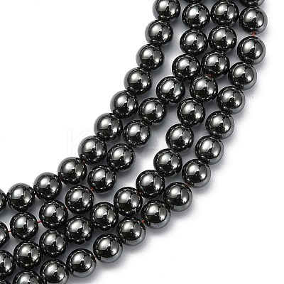 Non-Magnetic Synthetic Hematite Beads Strands G-H1624-8mm-2-1