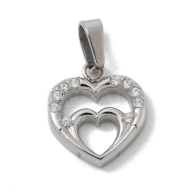 304 Stainless Steel Micro Pave Cubic Zirconia Pendants STAS-Z107-04P-02-1