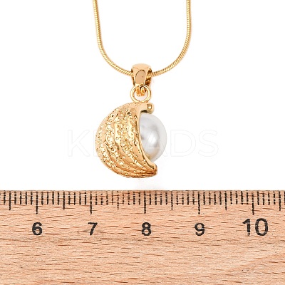 304 Stainless Steel & Acrylic Imitation Pearl Moon Pendant Snake Chain Necklaces for Women NJEW-F354-08G-1