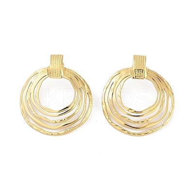 Ion Plating(IP) 304 Stainless Steel Multi-Layer Wire Ring Stud Earrings for Women EJEW-Z068-21G-1