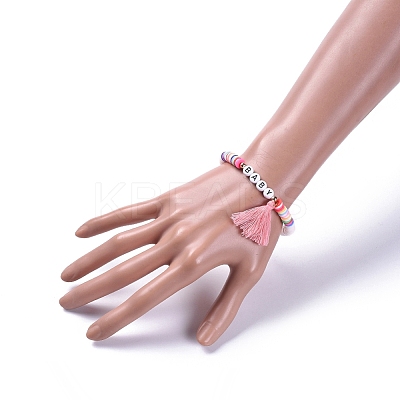 Handmade Polymer Clay Heishi Beads Stretch Bracelets BJEW-JB05086-01-1
