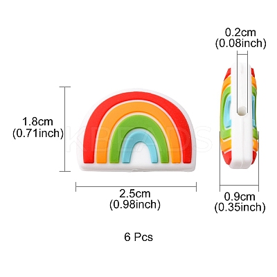 6Pcs Food Grade Eco-Friendly Silicone Focal Beads SIL-YW0001-04F-1