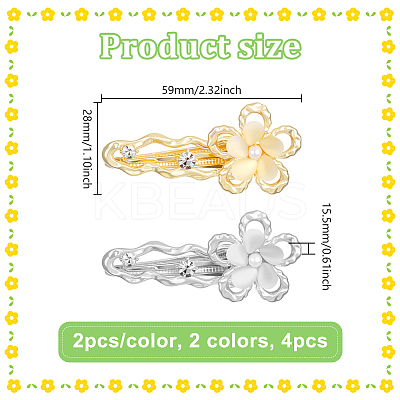 4Pcs 2 Colors Alloy Alligator Hair Clips OHAR-HY0001-06A-1