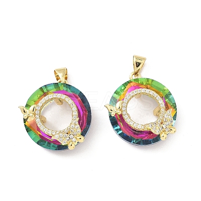 Brass Micro Pave Clear Cubic Zirconia Pendants KK-B141-31G-1