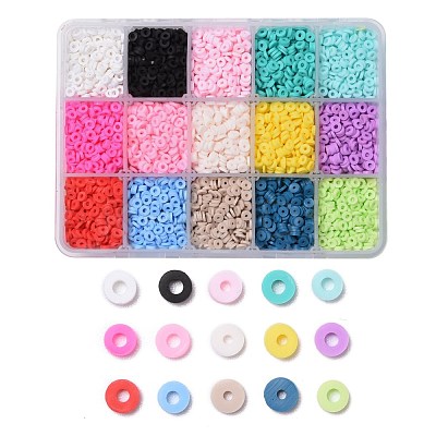150G 15 Colors Handmade Polymer Clay Beads CLAY-JP0001-14-4mm-1
