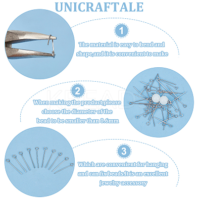 1000Pcs 304 Stainless Steel Eye Pins STAS-UN0058-28P-01-1