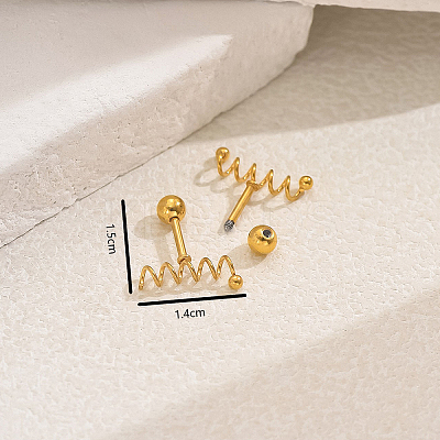 Stylish Vintage Spring Screw 201 Stainless Steel Stud Earrings UA8813-1