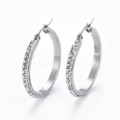 304 Stainless Steel Hoop Earrings EJEW-L232-036B-P-1
