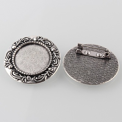 Vintage Alloy Brooch Cabochon Bezel Settings PALLOY-O038-32AS-1