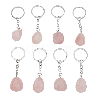 Natural Rose Quartz Keychain G-DC0001-24-1