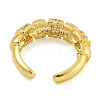 Rack Plating Brass Micro Pave Cubic Zirconia Cuff Rings for Women RJEW-I107-05G-1