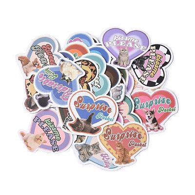 49Pcs Cat and Dog PVC Self Adhesive Stickers Set STIC-C003-01-1