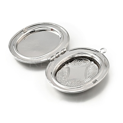 Rack Plating Brass Locket Pendants KK-K277-09P-1