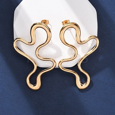 304 Stainless Steel Nuggets Stud Earrings for Women EJEW-A131-03G-1