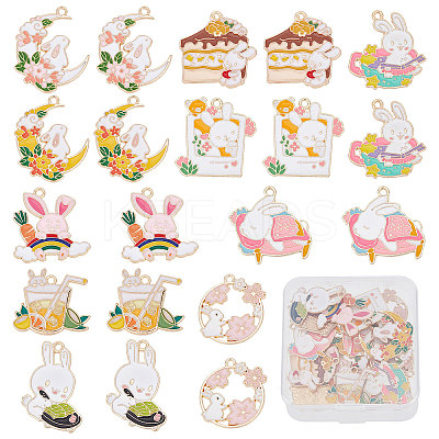 20Pcs 10 Style Rack Plating Alloy Enamel Pendants ENAM-SC0003-25-1