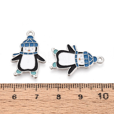 Rack Plating Alloy Enamel Penguin Pendants ENAM-T024-68A-P-1